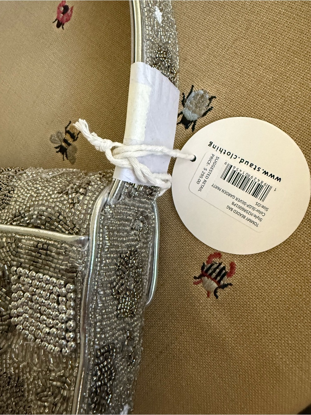 NWT STAUD Tommy Beaded Bag, Silver Garden Party - Picture 7 of 8